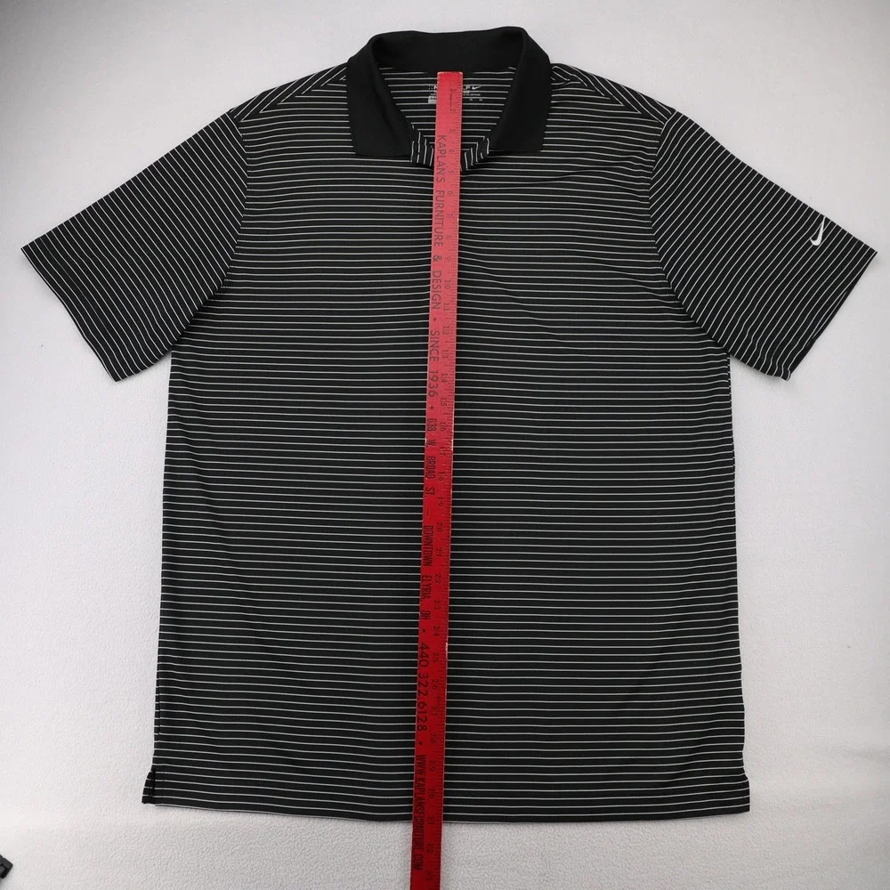 Nike Golf Tour Performance Dri-FIT Mens XL‎ Black White Striped Polo Shirt